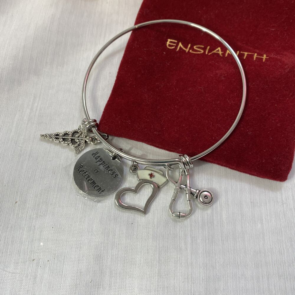 Nursing Bracelet Bangle with 4 Charms. New!